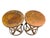 A sculptural pair of vintage brass X-form drum tables or taboret stools, circa 1970s, closely associated with designs...