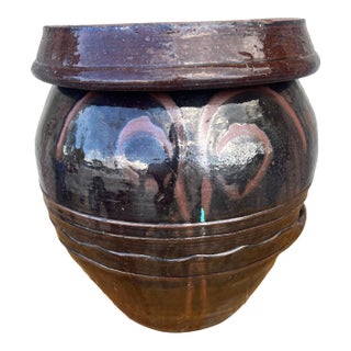 Antique Redware Korean Traditional Onggi Fermentation Jar, With Lid, Circa 1920’s For Sale