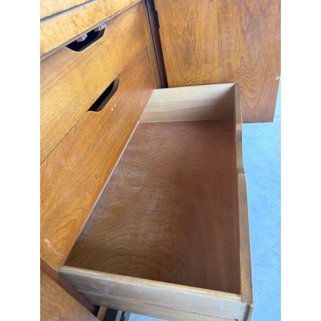 Brown Vintage William Doezema Style Mastercraft Burl Wood Credenza With Brass Greek Key Details For Sale - Image 8 of 18