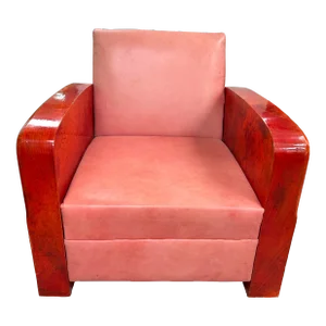 1920s French Art Deco Goatskin Lounge Chair, André Arbus Attributed