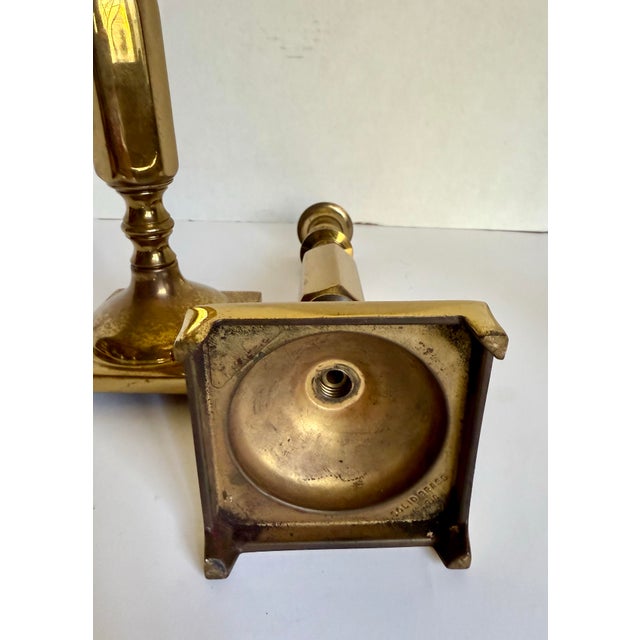 Pair of Vintage American Solid Brass Neoclassical Candlestick Holders For Sale - Image 10 of 10