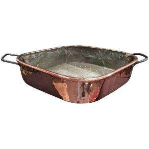 French Polished Copper Fish Kettle or Planter With Iron Handles, 19th Century
