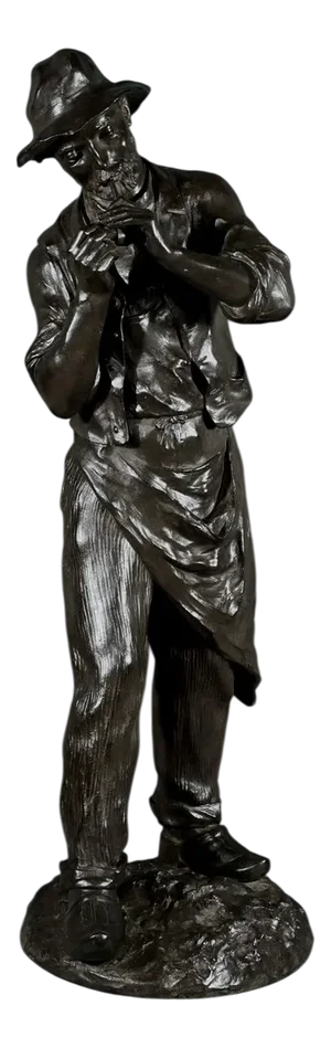 M. Constant Favre, Man with Pipe, Late 1800s, Bronze