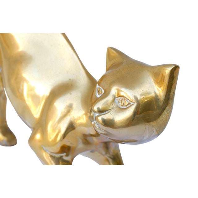 Late 20th Century Modernist Brass Cat For Sale - Image 5 of 6