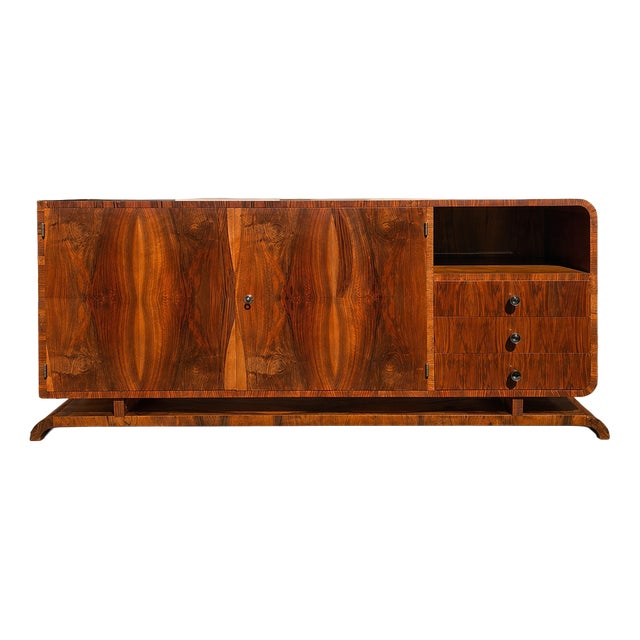 Art Deco Walnut Sideboard, 1940s, Central Europe For Sale