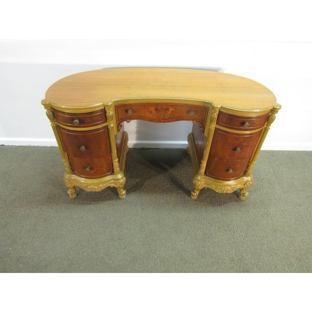 French 1930' French Style Walnut Vanity or Desk For Sale - Image 3 of 12