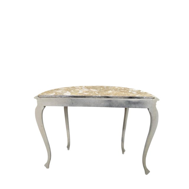Mid 20th Century Vintage French Demilune Onyx Top Console Table With Braided Apron For Sale - Image 5 of 10