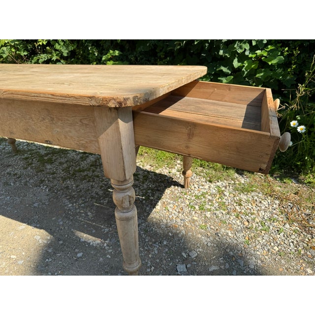 Brown Antique 8-Seater Pine Farmhouse Dining Table, 1900s For Sale - Image 8 of 17