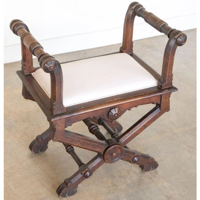 1940s Pair of French Carved Wood Stools For Sale - Image 12 of 12