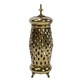 Vintage Brass Filigree Incense Burner For Sale