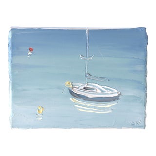 Berry's Bay Study 2 (25.10.21) - Plein Air - Impasto Thick Paint Original Plein Air Landscape Oil on Canvas by Sally West For Sale