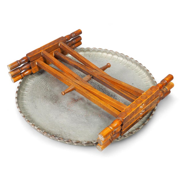 Oriental Islamic Engraved Copper Table Tray, 1930s For Sale - Image 6 of 18
