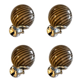 Contemporary Beige and Brown “Rods” Murano Glass Wall Sconces SimoEng - Lot of 4 For Sale