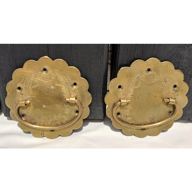 A Pair Chinoiserie Brass Asian Decorative Drawer Pulls Trunk Hardware