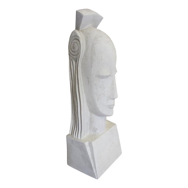 Art Deco Sculpture of a Woman's Head, 1930s, Plaster For Sale