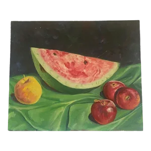 Vintage Oil on Board Summer Fruit Still Life Painting