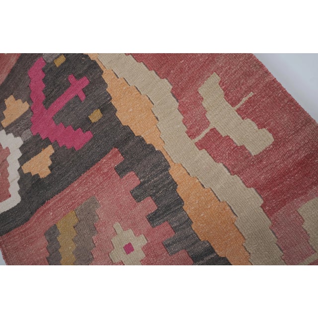 Tan 1970s Vintage Turkish Oushak Stair Kilim Runner For Sale - Image 8 of 13