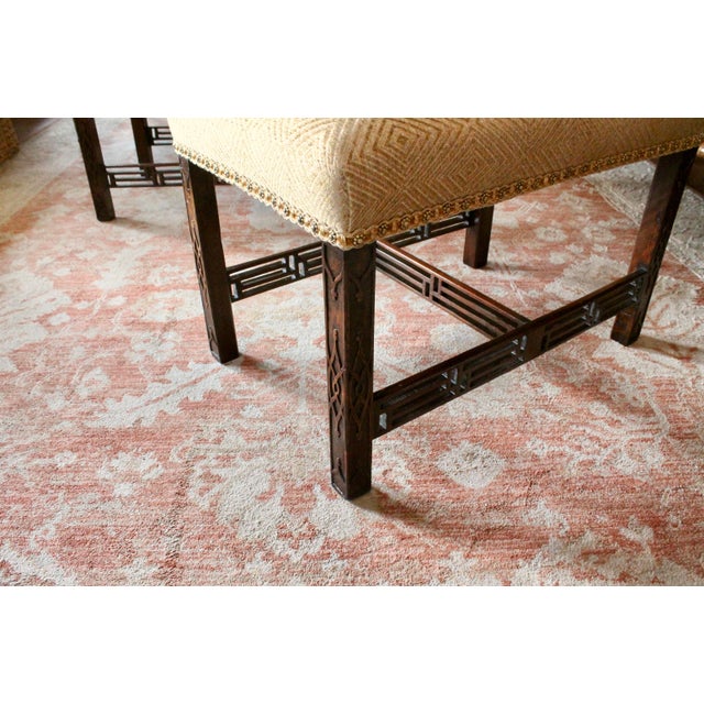 Pair of Georgian Period Chinese Chippendale Fretwork Legged Benches For Sale - Image 13 of 14