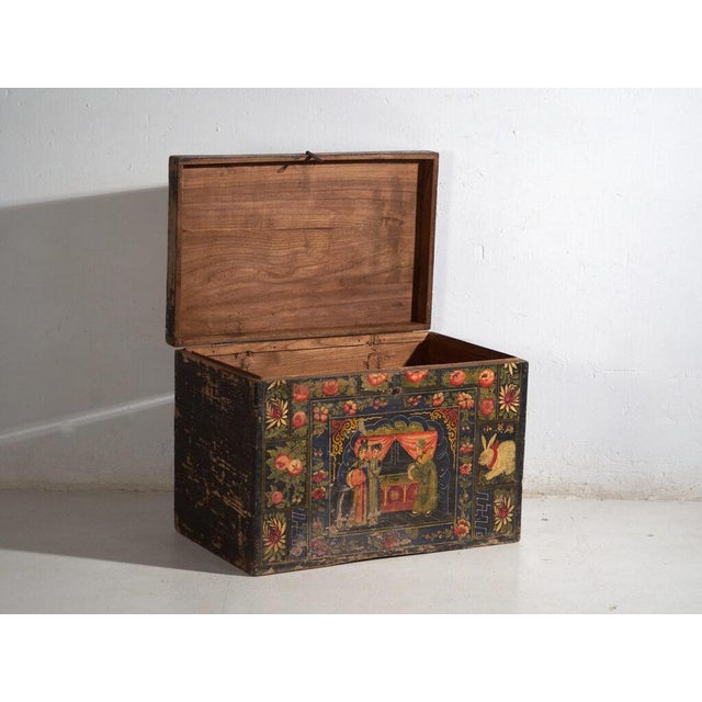 Antique Chinese Painted Trunk For Sale - Image 3 of 12
