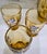 Amber Vintage Italian Murano Tre Fuochi Amber Glass Decanter & 6 Cordial Glasses – 24k Gold Gilt, Hand-Painted High Enamel Flowers For Sale - Image 8 of 12