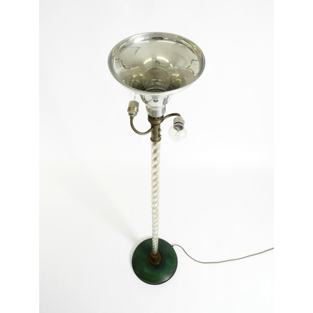 Tall, rare murano glass floor lamp in style of carlo scarpa from the 1950s. Made in italy. the lamp's base is made of...