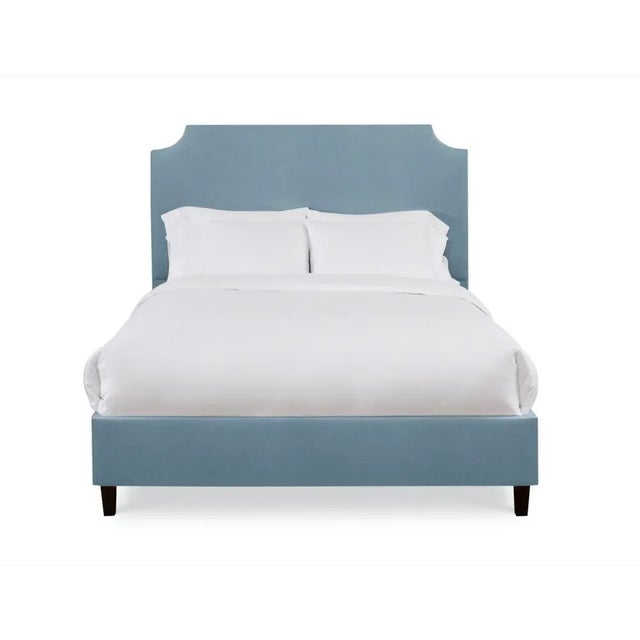Casa Cosima Reagan Queen Bedframe, Blue Velvet For Sale - Image 4 of 4