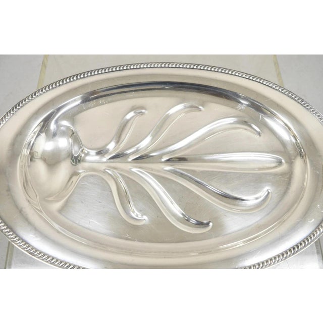 Traditional Mid 20th Century Community Plate English Regency Silver Plated Oval Meat Cutlery Serving Platter For Sale - Image 3 of 11