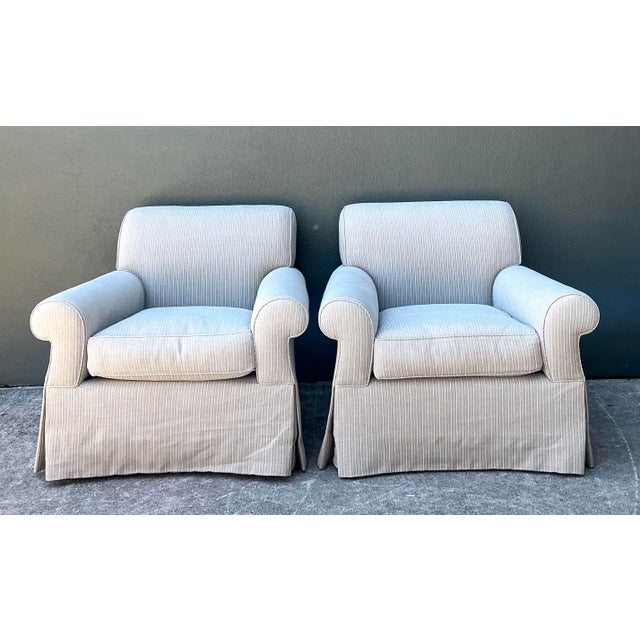 Vintage Custom Striped Lounge Chairs - A Pair For Sale In West Palm - Image 6 of 12