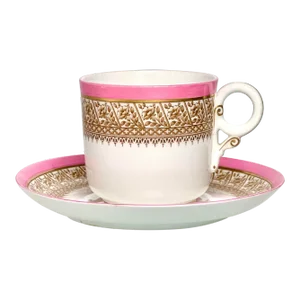 19th Century Royal Worcester Gilt Brown Transferware Cup & Saucer Set- 2 Pieces