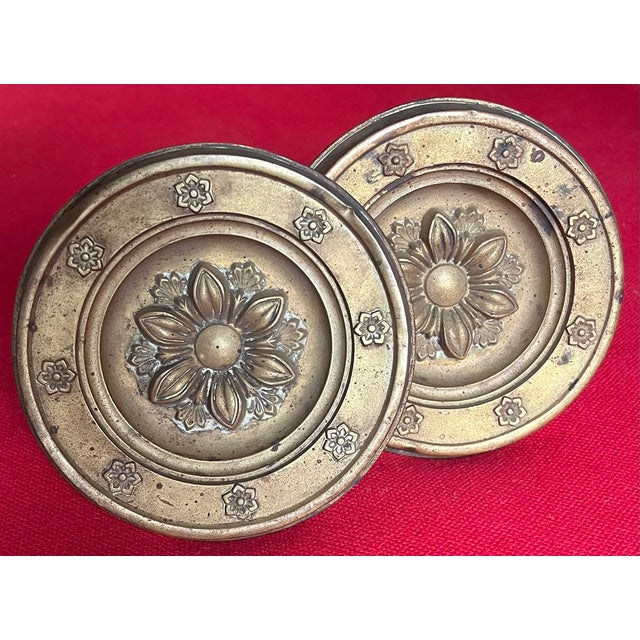 Large Antique 19th Century American Federal Empire Spun Brass Classical Drapery Tie Backs - A Pair For Sale - Image 9 of 16