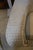 Farmhouse Vintage White Wicker Oversized Fan Back / Cobra Patio Arm Chair With Blue Stripe Cushion For Sale - Image 3 of 12