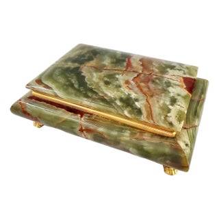 Large Box for Jewlery Emerald Green Onyx Marble For Sale