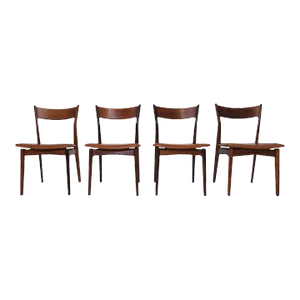 Mid 20th Century h.p. Hansen for Randers Mid-Century Danish Rosewood Dining Chairs in Saddle Leather- Set of 4