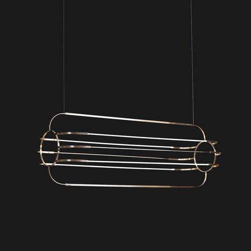 Charlotte pendant in solid brass with gold finish by moss objects. Dimensions: w 41 x d 119 x h 41 cm. Materials: solid...