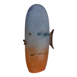Mid 20th Century Luigi Mellara Murano Scavo Glass Fish Sculpture – Italian Art Glass For Sale