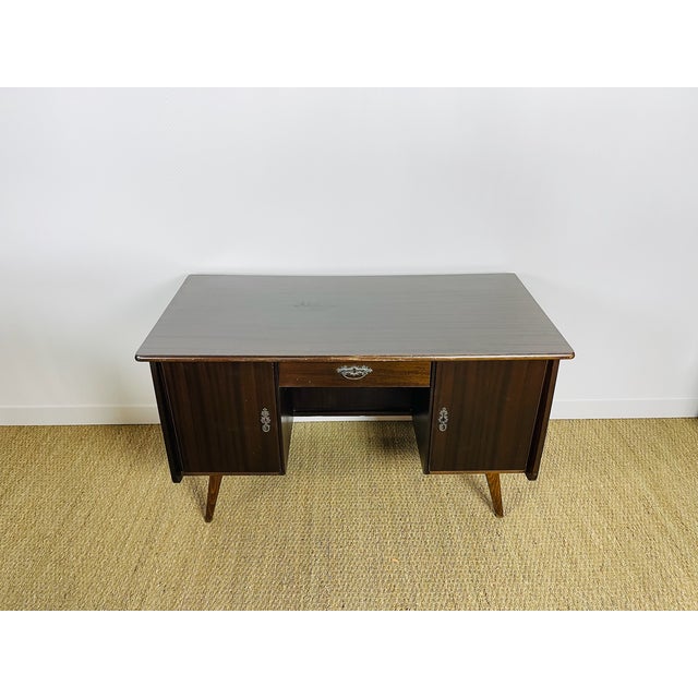 Mid-Century Modern Vintage Double-Sided Mahogany Desk from Bühne Mignon Möbel, 1960s For Sale - Image 3 of 11
