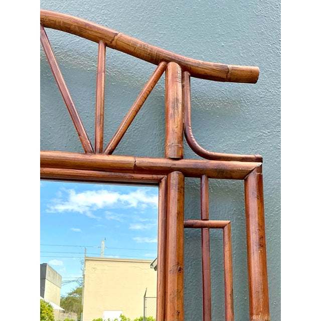 Late 20th Century Vintage Bent Rattan Pagoda Mirror For Sale - Image 5 of 12
