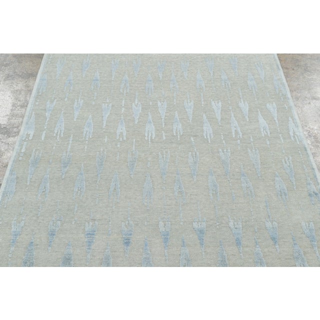 Rug & Kilim Contemporary Block Print Geometric Natural Silk Runner by Rug & Kilim, India For Sale - Image 4 of 9