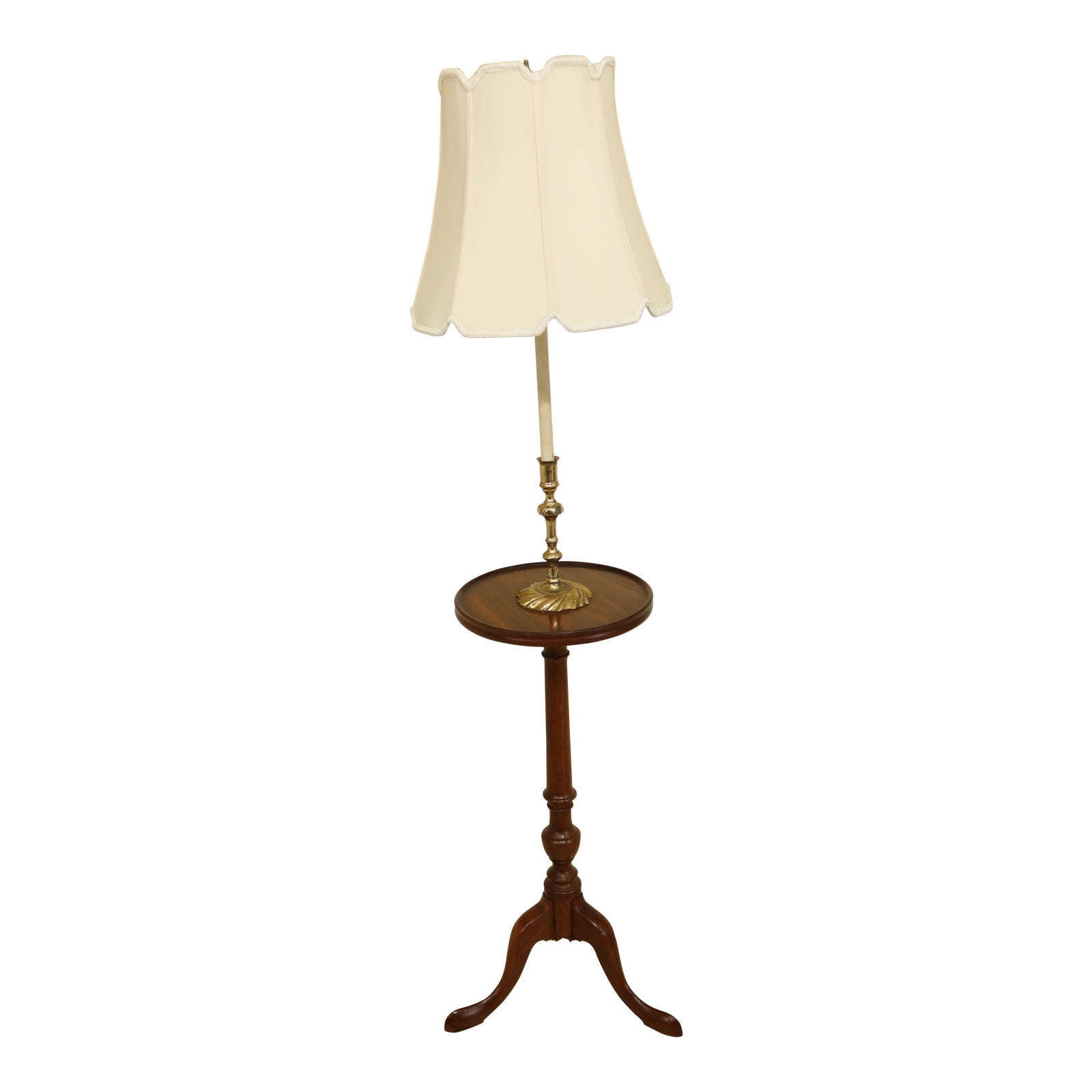 Mahogany Pedestal Base Table With Mounted Brass Lamp Chairish