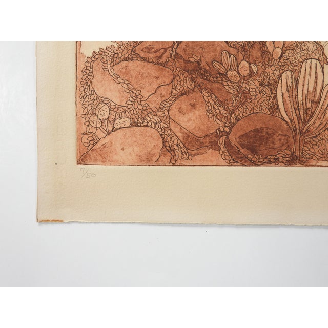 Rustic Late 20th Century Sepia Aruba Village Etching For Sale - Image 3 of 7