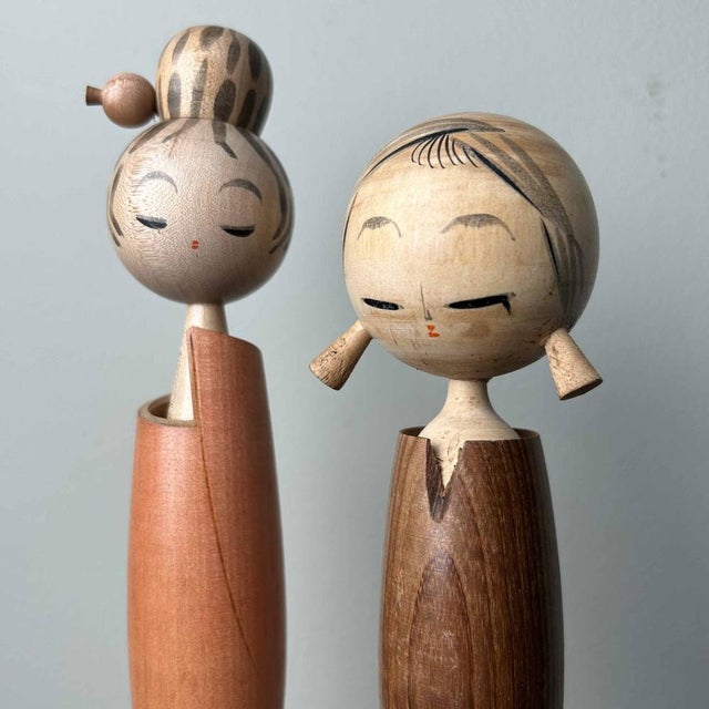 1960s Set of Vintage Sosaku Kokeshi by Miyashita Hajime, Japan., 1960s, Set of 2 For Sale - Image 5 of 11