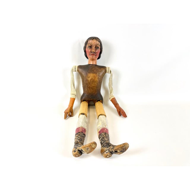 Large Antique Czech Hand-Carved and Painted Theater Puppet Doll, 18th Century For Sale - Image 12 of 18
