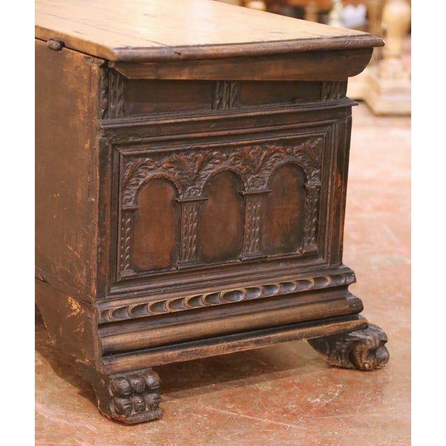 Mid-18th Century Italian Baroque Carved Walnut Cassone Blanket Chest For Sale - Image 11 of 12