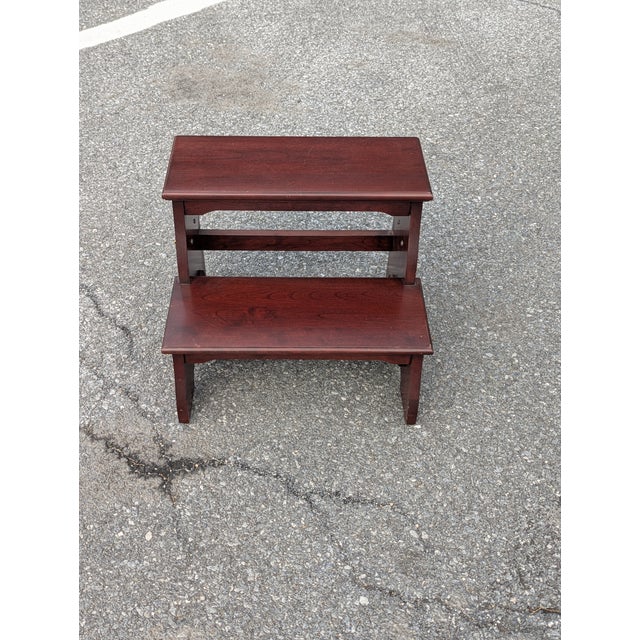 Vintage Knob Creek Georgian Style Bed/Library Step Stool With Brass Handles For Sale In Washington DC - Image 6 of 9
