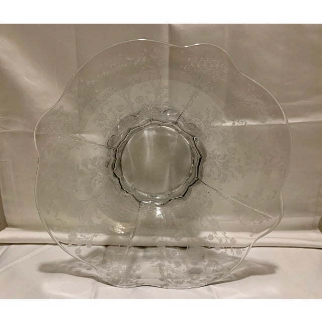 Art Nouveau Crystal 1940’s Etched Fruit Bowl For Sale - Image 3 of 8