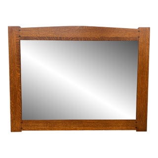 Mission Style Tiger Oak Wood Mirror, Vintage For Sale