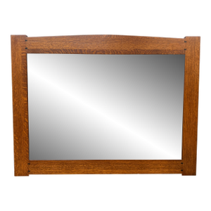 Mission Style Tiger Oak Wood Mirror, Vintage