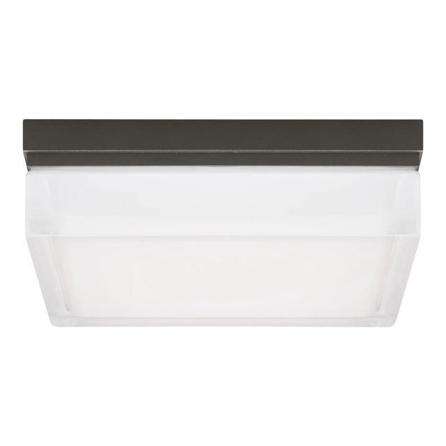 Visual Comfort Modern Boxie Large Outdoor Wall and Flush Mount LED Bronze For Sale