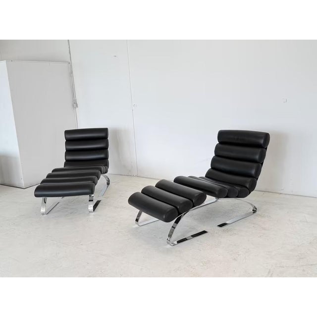The price includes two armchairs and two footstools. Manufacturer: Cor Designer: Adolf & Schröpfer Model: Sinus is a...