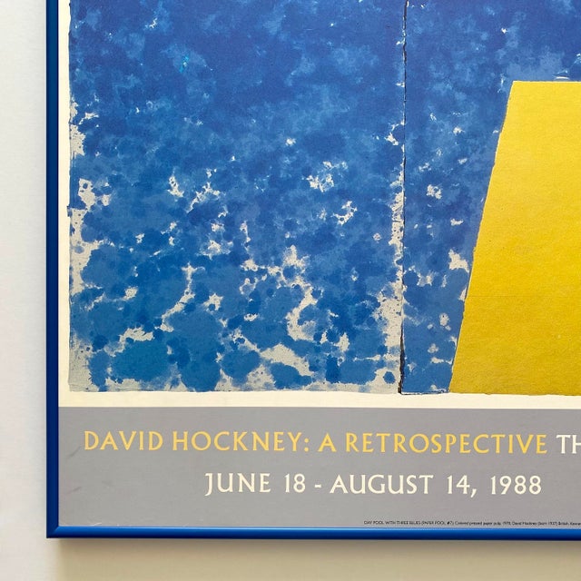 David Hockney Vintage 1988 Pop Art Lithograph Print Framed Museum Exhibition Poster " Day Pool With Three Blues ( Paper Pool #7 ) " 1978 For Sale - Image 9 of 17